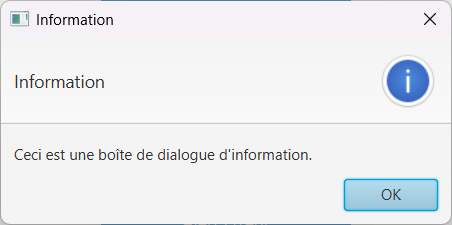 Exemple Alert JavaFX type INFORMATION