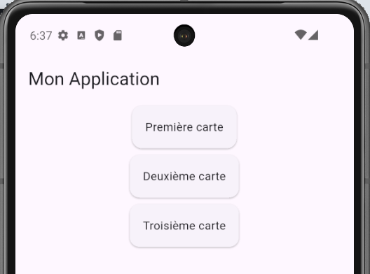 Exemple visuel de plusieurs Cards dans une Column