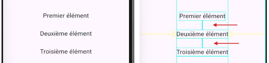 Exemple visuel SizedBox entre plusieurs éléments