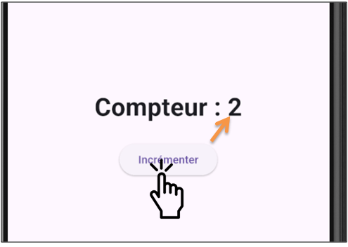 Exemple de compteur avec StatefulWidget et bouton qui incrémente
