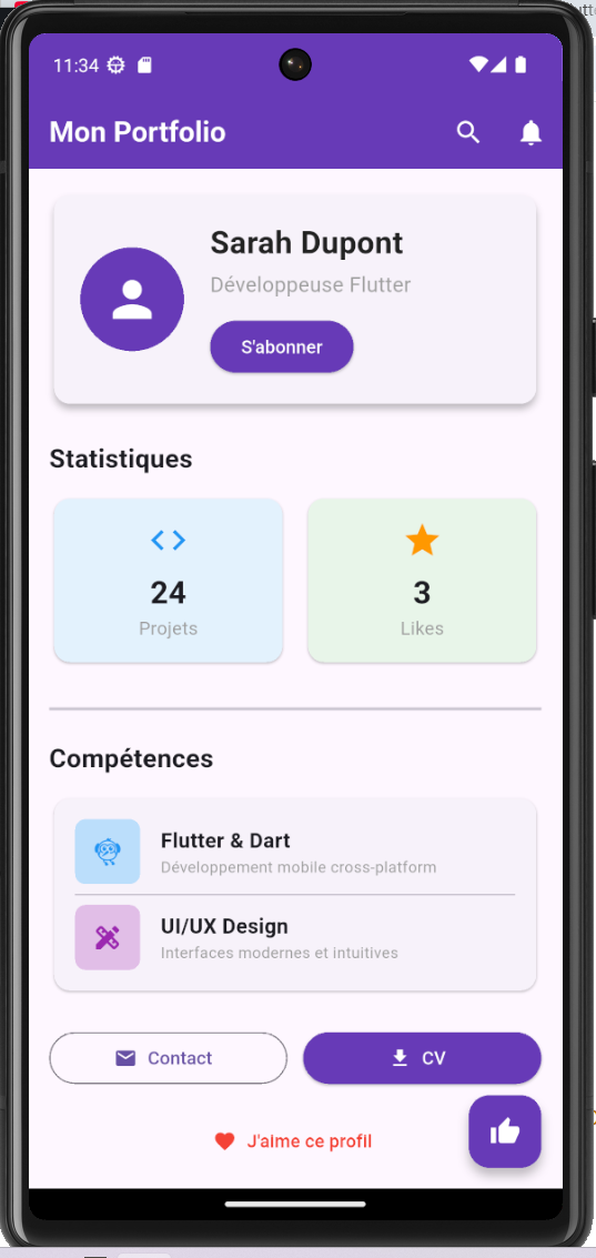 Interface de portfolio à reproduire