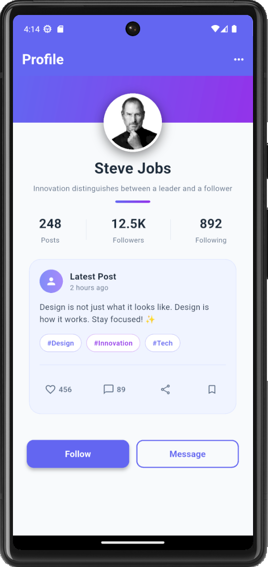 Interface de profil à reproduire