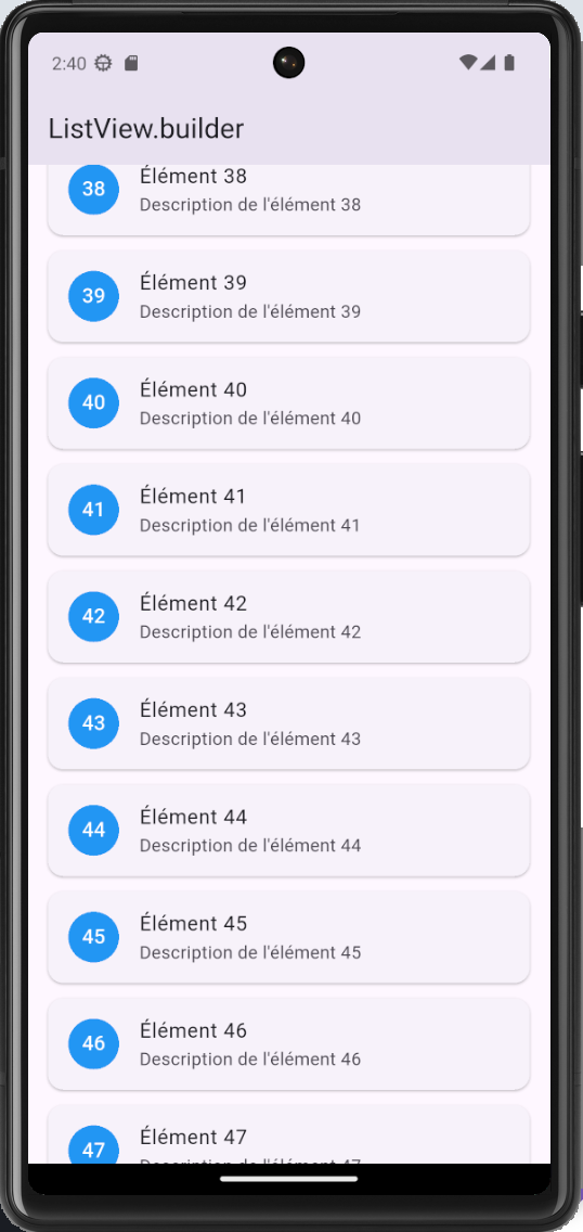 Exemple ListView.builder Flutter
