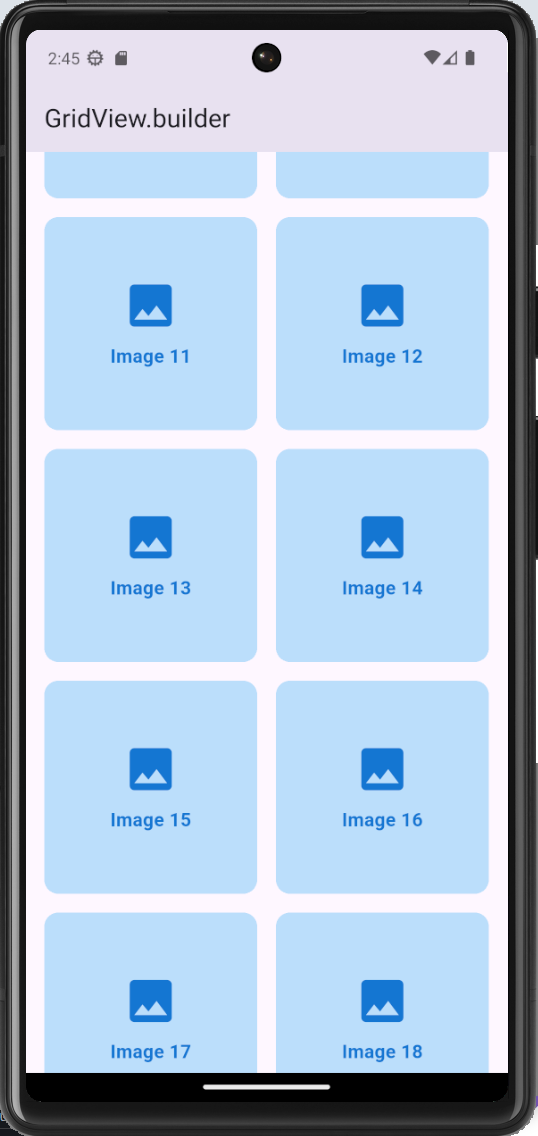 Exemple GridView.builder Flutter
