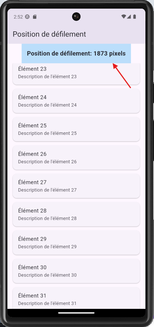 Exemple ScrollController Flutter