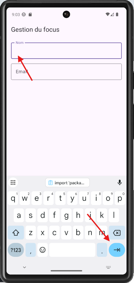 Exemple Form Flutter avec focus