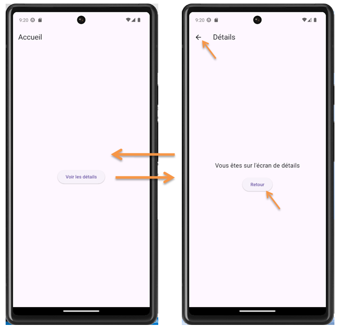 Exemple Navigator.push et Navigator.pop Flutter