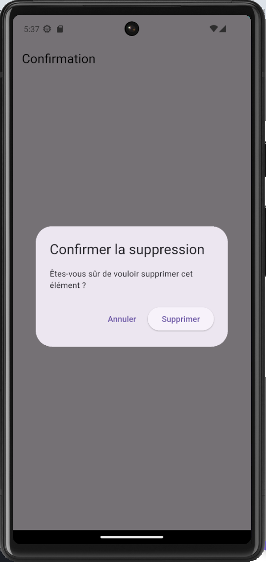 Exemple Dialog de confirmation Flutter