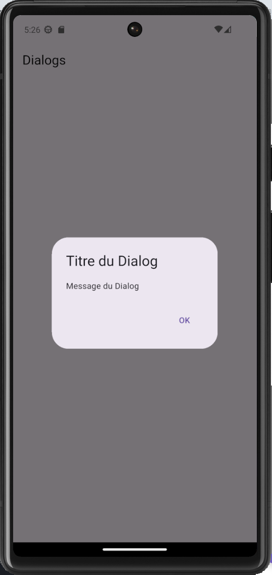 Exemple Dialog simple Flutter