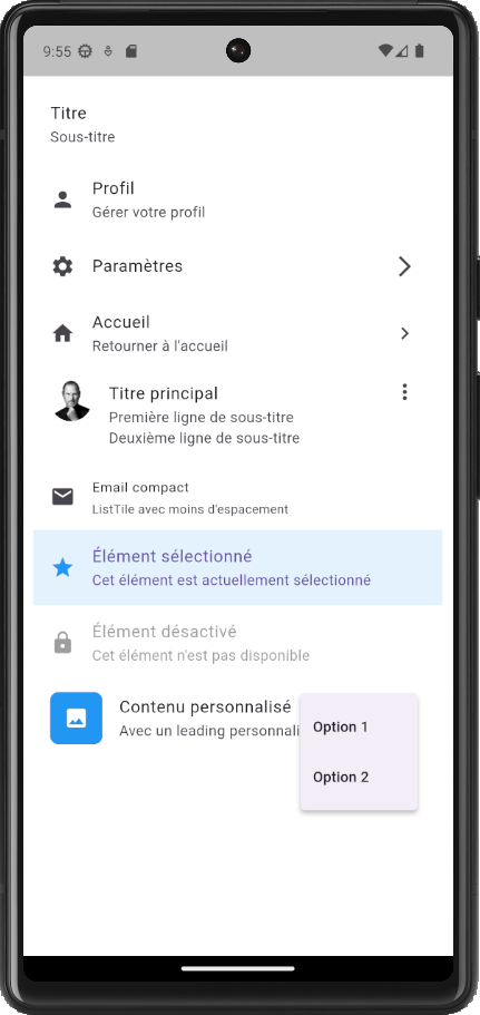 Exemple ListTile Flutter