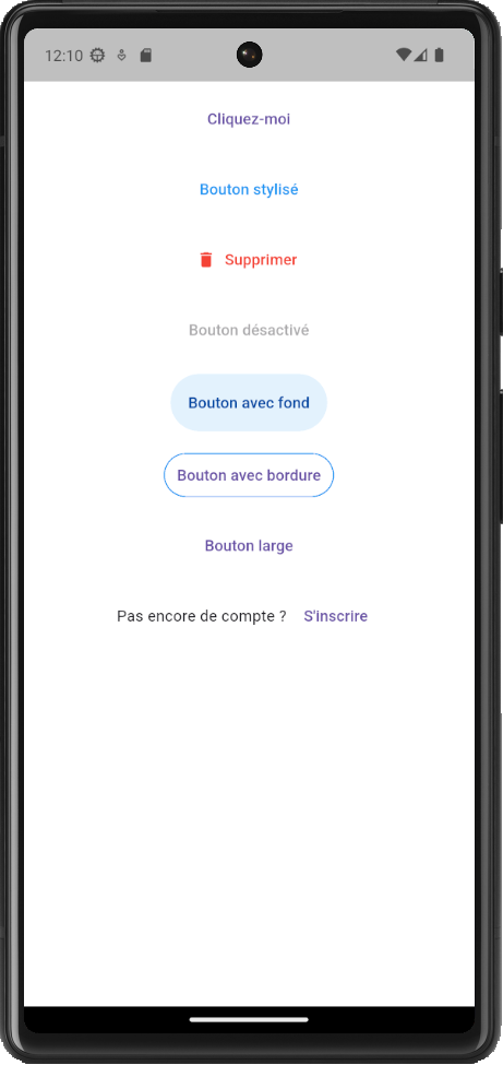 Exemple TextButton Flutter