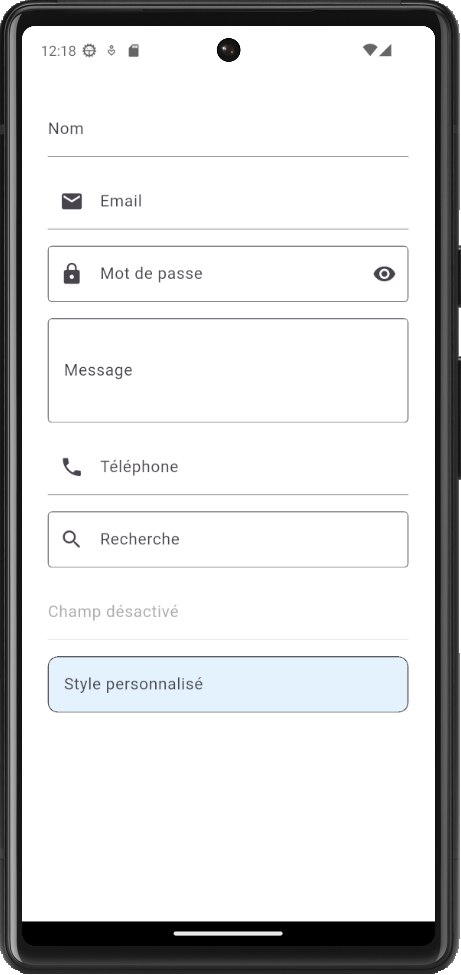 Exemple TextField Flutter